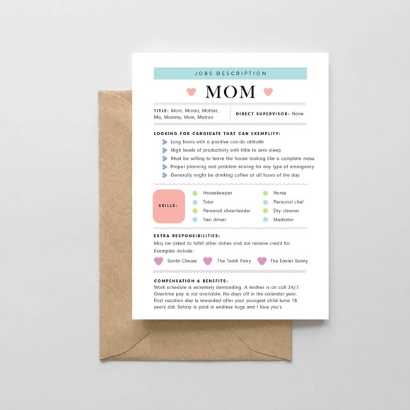 Mom Job Description Card - Picture 1 of 1